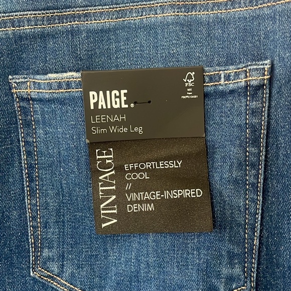 PAIGE Denim Leenah Slim Wide Leg Jeans Pockets Size 34 inseam 32” NEW WITH tags - Picture 9 of 11